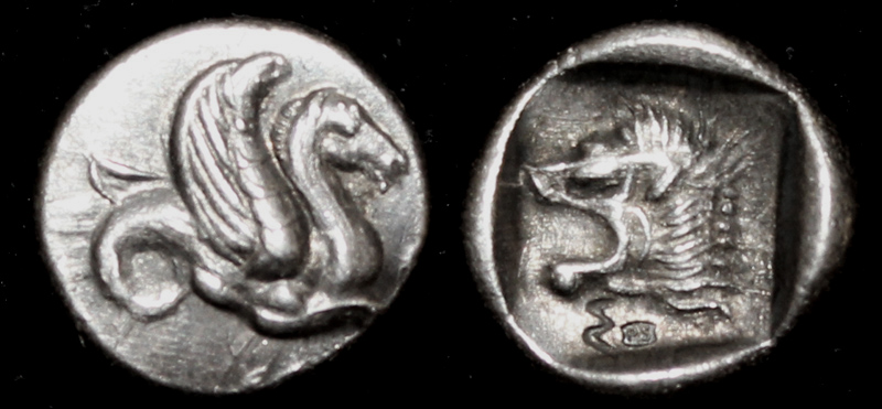 Mysia Obol Greece 5th century BC fine silver replica coin Mysia Obol Greece 5th century BC fine silver replica coin